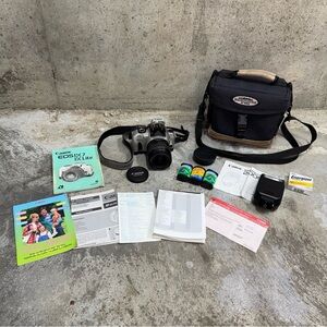 Canon EOS IX Lite APS Film Camera Kit w Speedlite Flash Tested Bundle